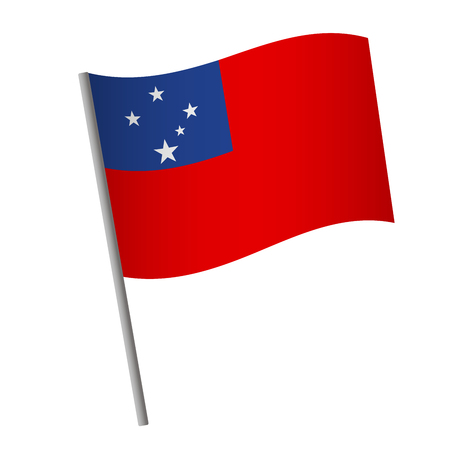 Samoa flag icon. National flag of Samoa on a pole vector illustration.のイラスト素材