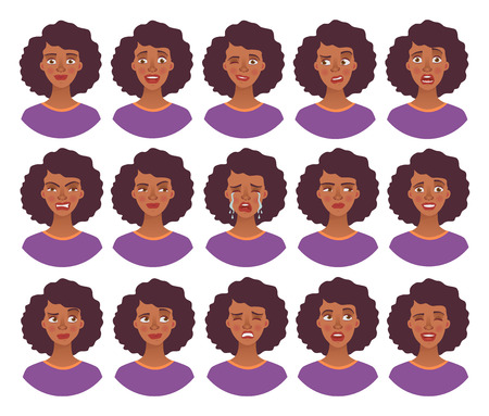 Portrait of african woman. Vector illustration setのイラスト素材