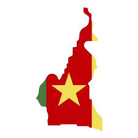 map of Cameroon with flag inside. Cameroon map  illustrationの写真素材