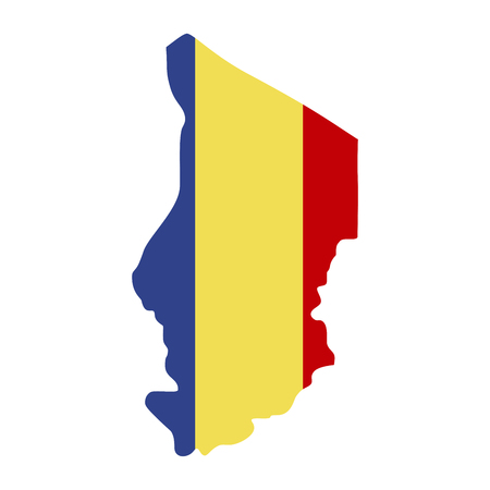 map of Chad with flag inside. Chad map  illustrationの写真素材