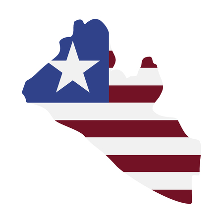 map of Liberia with flag inside. Liberia map  illustrationの写真素材