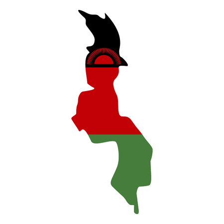 map of Malawi with flag inside. Malawi map  illustrationの写真素材