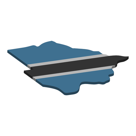 Flag and map of Botswana. Color silhouette of 3D map of Botswana vector illustrationのイラスト素材