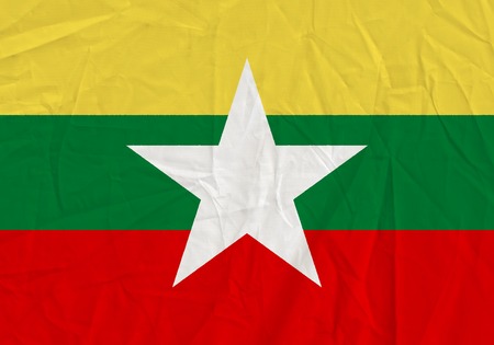 Burma grunge flag. Patriotic background. National flag of Burmaの写真素材