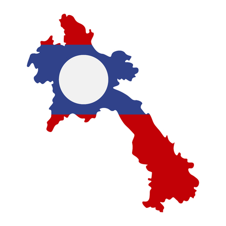 Map of Laos with flag inside. Laos map vector illustrationのイラスト素材