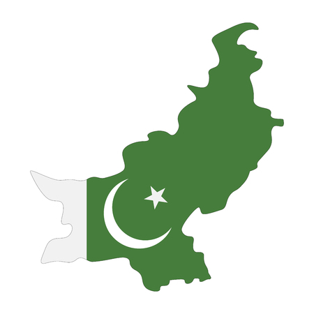 Map of Pakistan with flag inside. Pakistan map vector illustrationのイラスト素材