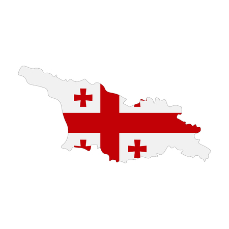 Map of Georgia with flag inside. Georgia map vector illustrationのイラスト素材
