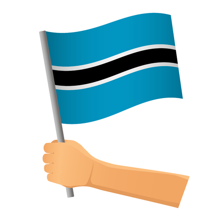 Botswana flag in hand. Patriotic background. National flag of Botswana vector illustrationのイラスト素材
