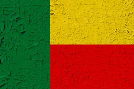 Benin painted flag. Patriotic old grunge background. National flag of Beninの写真素材