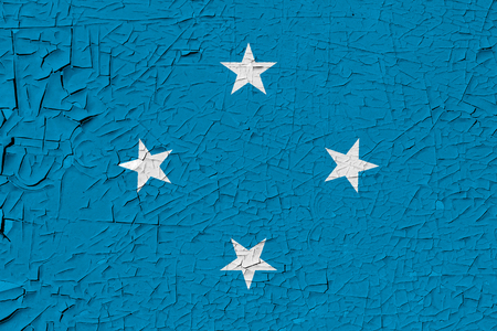 Micronesia painted flag. Patriotic old grunge background. National flag of Micronesiaの写真素材