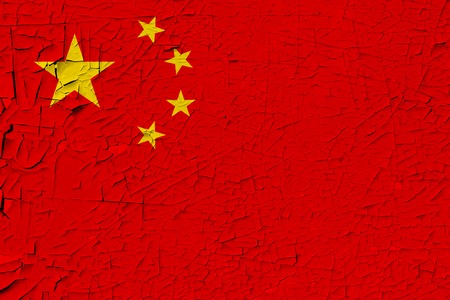 China painted flag. Patriotic old grunge background. National flag of Chinaの写真素材