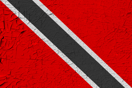 Trinidad and Tobago painted flag. Patriotic old grunge background. National flag of Trinidad and Tobagoの写真素材