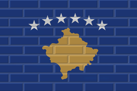 Kuwait painted flag. Patriotic brick flag illustration background. National flag of Kuwaitの写真素材