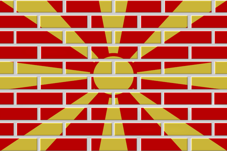 Macedonia painted flag. Patriotic brick flag illustration background. National flag of Macedoniaの写真素材