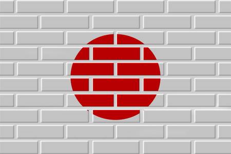 Japan painted flag. Patriotic brick flag illustration background. National flag of Japanの写真素材