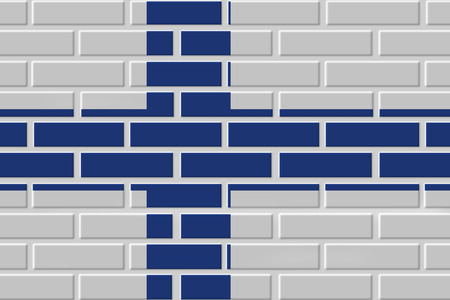 Finland painted flag. Patriotic brick flag illustration background. National flag of Finlandの写真素材