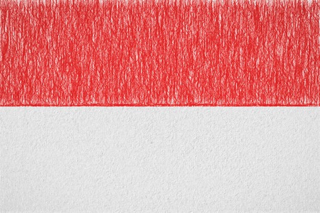 Indonesia painted flag. Patriotic drawing on paper background. National flag of Indonesiaの写真素材