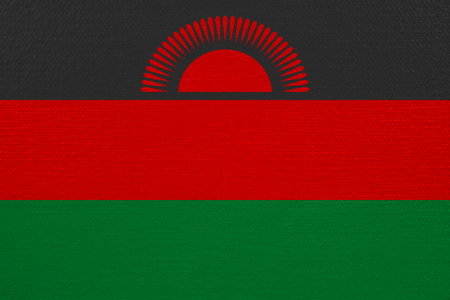 Malawi flag on canvas. Patriotic background. National flag of Malawiの写真素材