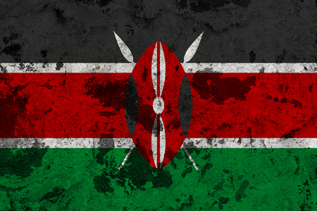 Kenya flag on old wall. Patriotic grunge background. National flag of Kenyaの写真素材