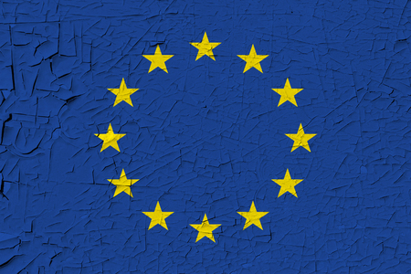 EU painted flag. Patriotic old grunge background. Europe flagの写真素材