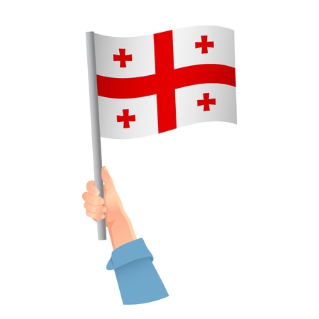 Georgia flag in hand. Patriotic background. National flag of Georgia vector illustrationのイラスト素材