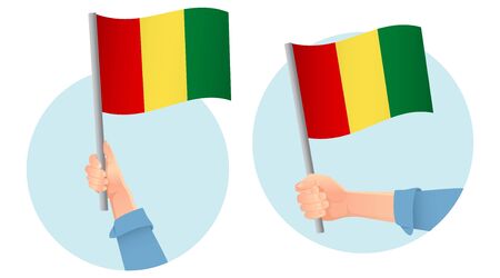 Guinea flag in hand. Patriotic background. National flag of Guinea vector illustrationのイラスト素材