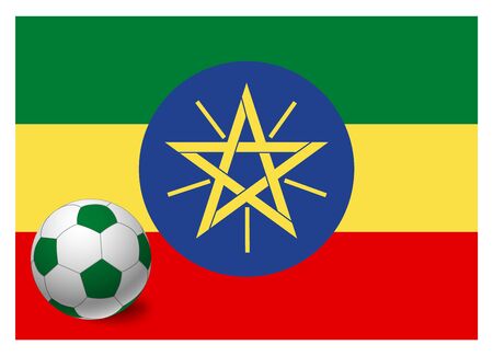 Ethiopia flag and soccer ball. National football background. Soccer ball with flag of Ethiopia vector illustrationのイラスト素材