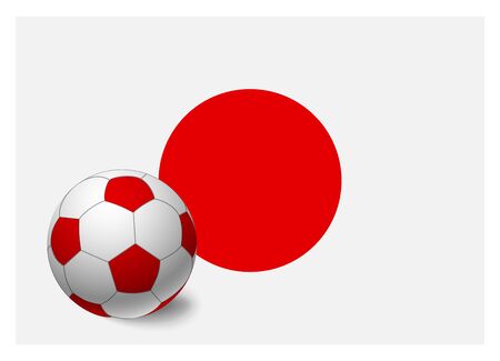 Japan flag and soccer ball. National football background. Soccer ball with flag of Japan vector illustrationのイラスト素材