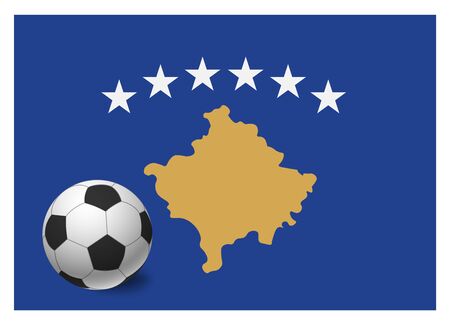 Kosovo flag and soccer ball. National football background. Soccer ball with flag of Kosovo vector illustrationのイラスト素材