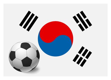 South korea flag and soccer ball. National football background. Soccer ball with flag of South korea vector illustrationのイラスト素材
