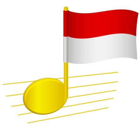 Indonesia flag and musical note. Music background. National flag of Indonesia and music festival concept vector illustrationのイラスト素材