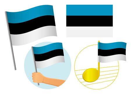 Estonia flag icon set. National flag of Estonia vector illustrationのイラスト素材