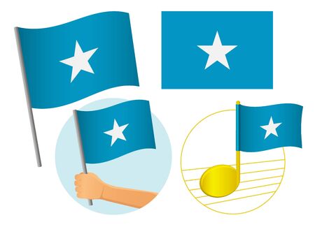 Solomon Islands flag icon set. National flag of Solomon Islands vector illustrationのイラスト素材