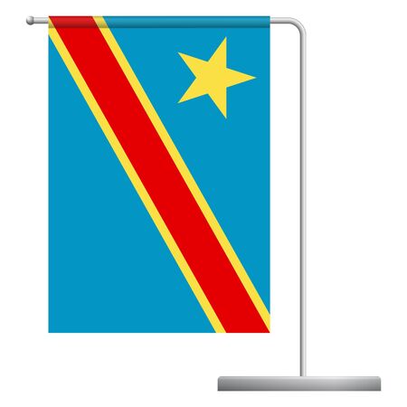 Democratic Republic of the Congo table flag. Metal flagpole. National flag of Democratic Republic of the Congo vector illustrationのイラスト素材
