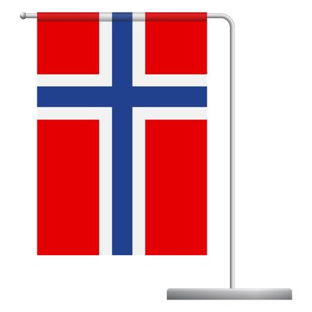 Norway table flag. Metal flagpole. National flag of Norway vector illustrationのイラスト素材