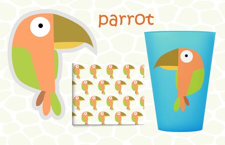 Parrot isolated. Drawing parrot for a childのイラスト素材