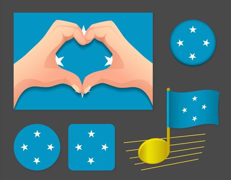 Micronesia flag icon. National flag of Micronesia vector illustration.のイラスト素材