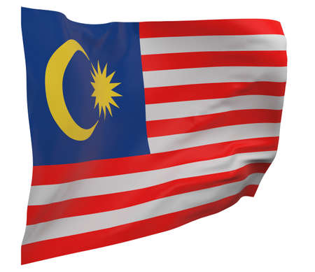 Malaysia flag isolated. Waving banner. National flag of Malaysiaの写真素材