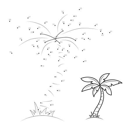 Dot to dot puzzle for children. Connect dots game. palm illustrationのイラスト素材