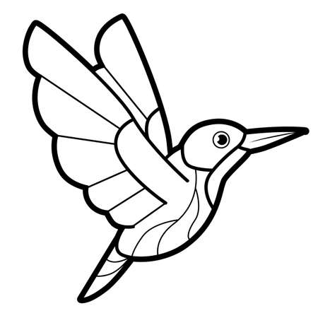 Coloring book or page for kids. bird black and white vector illustrationのイラスト素材