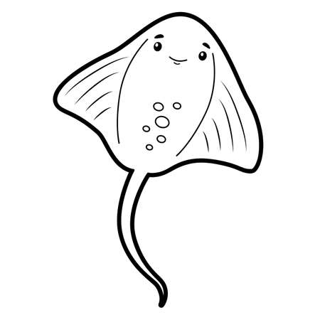 Coloring book or page for kids. cramp-fish black and white vector illustrationのイラスト素材