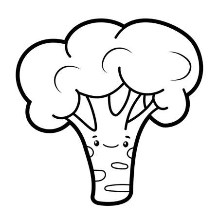 Coloring book or page for kids. broccoli black and white vector illustrationのイラスト素材
