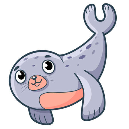 Cute Seal cartoon. Sea lion. Seal clipart vector illustrationのイラスト素材