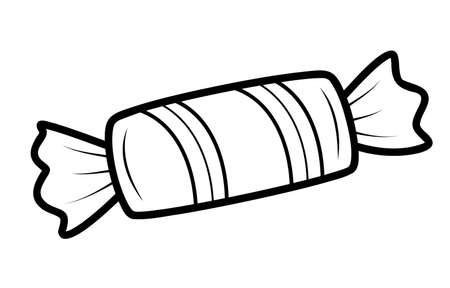 Christmas coloring book or page for kids. Candy black and white vector illustrationのイラスト素材