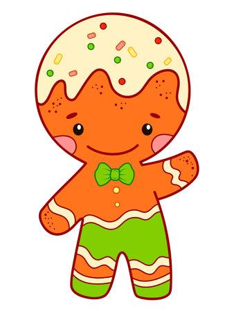 Christmas cartoons clip art. Gingerbread man clipart vector illustration.のイラスト素材