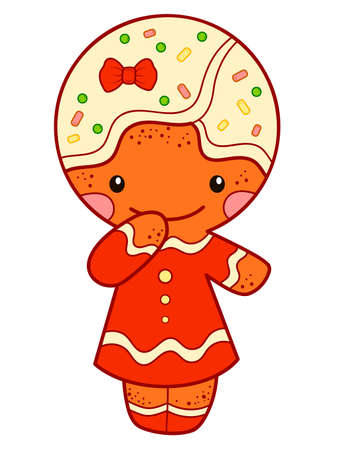 Christmas cartoons clip art. Gingerbread man clipart vector illustration.のイラスト素材