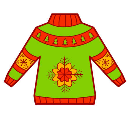 Christmas cartoons clip art. Sweater clipart vector illustration.のイラスト素材
