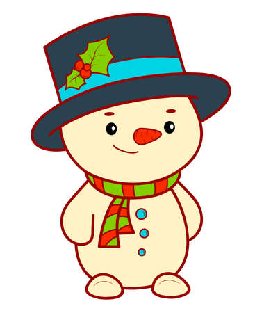 Christmas cartoons clip art. Snowman clipart vector illustration.のイラスト素材
