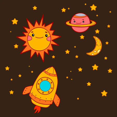 Cute rocket cartoon. Space ship vector illustrationのイラスト素材