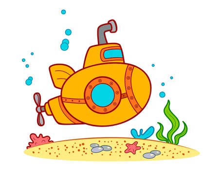 Cute Submarine cartoon. Submarine clipart vector illustrationのイラスト素材